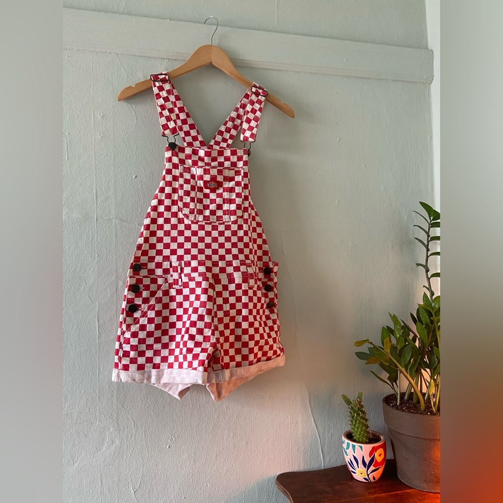Dickies Red Checker Short-alls